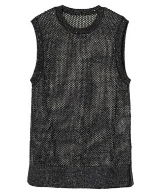 Green Parks スパンコールニットベスト Black