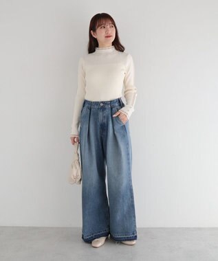 Green Parks ・ｓｗｉｎｇ　ｂｙ　シフォンフリルリブハイネック Ivory