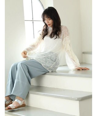 Green Parks ・ＡＮＤ　ＳＥＡＲＣＨ　レーシーラッフルスリーブチュニック Ivory