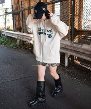 WEGO 裏起毛スタジアムロゴジップパーカー ホワイト