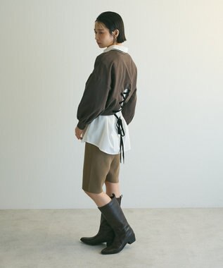 Green Parks ａ．バックレースアップスウェット Charcoal Gray