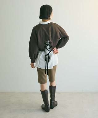 Green Parks ａ．バックレースアップスウェット Charcoal Gray