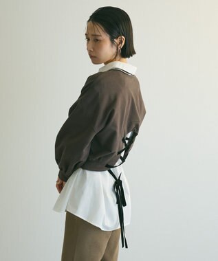 Green Parks ａ．バックレースアップスウェット Charcoal Gray