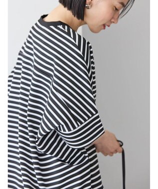 AMERICAN HOLIC 抗菌防臭＋接触冷感　コクーンカットプルオーバー Border Black