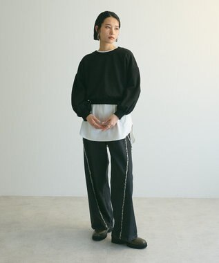 Green Parks ａ．バックレースアップスウェット Black