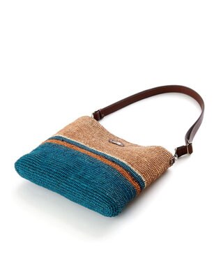 IBIZA ラフィア　ショルダーバッグ 青緑