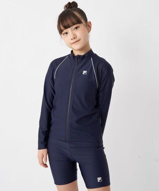 OP／FILA 【FILA】スタンドカラー長袖フルジップラッシュガード ネイビー×ホワイト