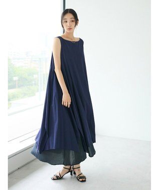 CRAFT STANDARD BOUTIQUE インド綿混フレアワンピース Navy