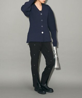 Green Parks リブニットカーディガン Navy