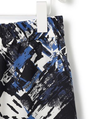 ICB 【洗える】 ブラッシュプリント ワイドパンツ アゲートブルー系