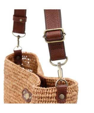 IBIZA ラフィア　ショルダーバッグ 青緑