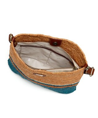 IBIZA ラフィア　ショルダーバッグ 青緑