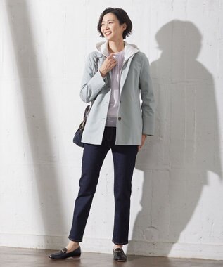 J.PRESS LADIES 【WEB限定カラーあり・撥水】80/2 T/C ツイル ステンカラー ショートコート スカイブルー系