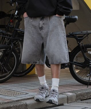WEGO イージーバギーデニムショーツ グレー