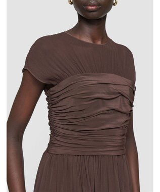 JOSEPH クレープ ド ソワ ミックス　フレアードレス Ebony