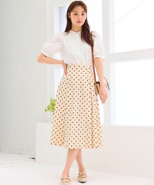 Feroux フリルディテール パフスリーブ ブラウス ホワイト系