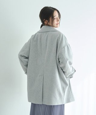 YECCA VECCA ウール混ミドル丈スタンドカラーコート Light Gray