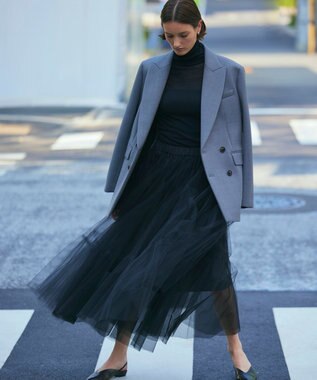 NAVE 【Nave・洗える】チュールフレアースカート ブラック系