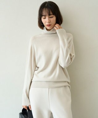 UNFILO カシミヤビスコース ニットタートル グレージュ