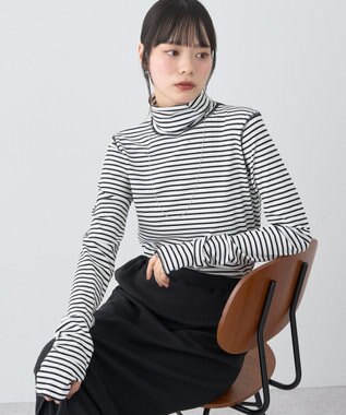 earth music&ecology リブタートルネックプルオーバー