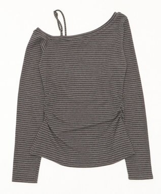 WEGO チョーカー付きボーダーロゴトップ グレー