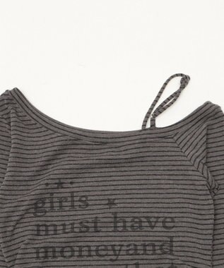 WEGO チョーカー付きボーダーロゴトップ グレー