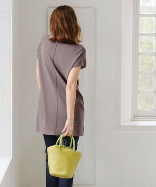 Tiaclasse 【洗える】フレンチスリーブニットチュニック モカ