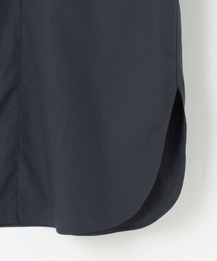 #Newans 【シワになりにくい/洗濯機可能】ラウンドフリルバンドカラーシャツ ネイビー