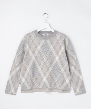 J.PRESS LADIES L 【一枚で着映え】WOOLY STRETCH PLAID チェック ニット グレー系
