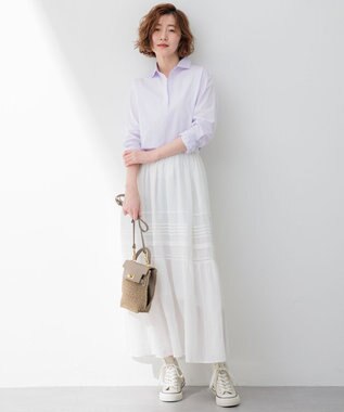 23区 L 【Oggi4月号掲載/洗える】CANCLINI スキッパー シャツ [WEB限定]ラベンダーストライプ