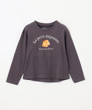 ANY KIDS アートモチーフ 長袖 Tシャツ チャコール×パン