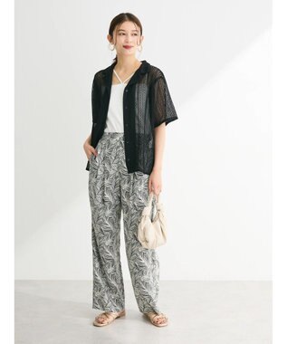 Green Parks レース開襟ブラウス Black