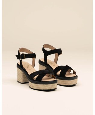 gaimo 【GAIMO/ガイモ】クロスストラップ プラットフォームサンダル/MANU ブラック