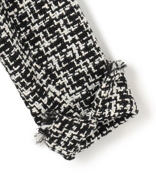 ICB 【CLASSY.1月号掲載】ルレックスツイード ノーカラージャケット ブラック×オフホワイト系