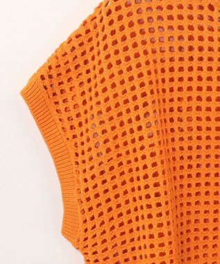 GRACE CONTINENTAL メッシュルーズニットトップ オレンジ