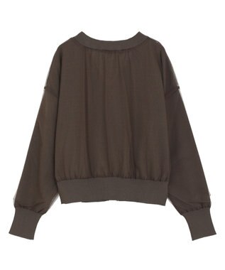 Green Parks チュールドッキングＶネックニットカーディガン Brown