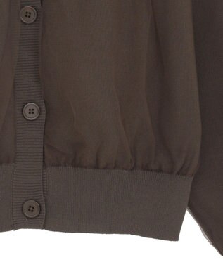 Green Parks チュールドッキングＶネックニットカーディガン Brown