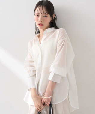 earth music&ecology シアーストライプシャツ