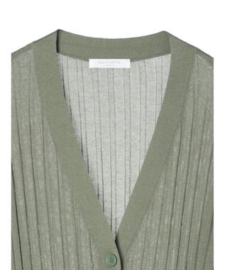 Green Parks 推しニット　リブ編みミドル丈カーディガン Khaki
