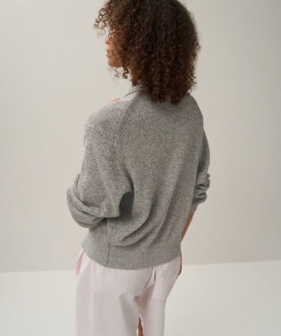 ATON SILK WASHI LILIYARN | ポロニットカーディガン LIGHT GRAY