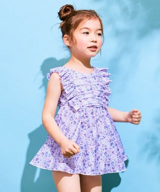 ANY KIDS 花柄 チュニック 水着 ラベンダー系花柄