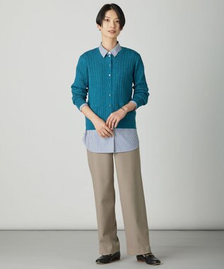 J.PRESS LADIES KNIT BASIC クルーネック カーディガン エメラルド系