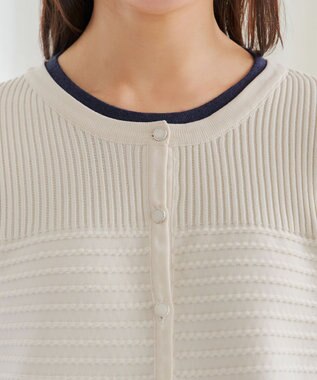 Tiaclasse 【洗える】ボーダー編みニットカーディガン アイボリー