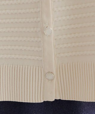 Tiaclasse 【洗える】ボーダー編みニットカーディガン アイボリー