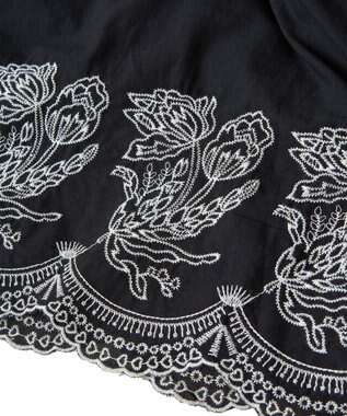 Green Parks ■ＥＳＣＡＲ　バイカラー刺繍ティアードスカート Black