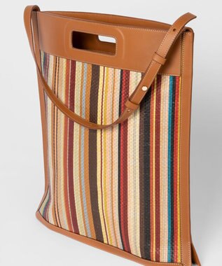 Paul Smith シグネチャーストライプラフィア ハンドバッグ マルチカラー