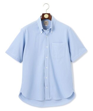 J.PRESS MEN 酷暑の清潔感もこれ一枚で【吸水速乾 / 抗菌防臭 / 防シワ】【J.PRESS OXFORD JERSEY】カノコインレイマイクロストライプ 半袖シャツ / B.D. サックスブルー系1