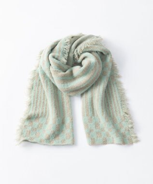 TRICOTE チェックストライプマフラー 41LIME