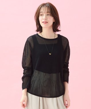 ANY 【アンチピリング】メッシュニットプルオーバー ブラック