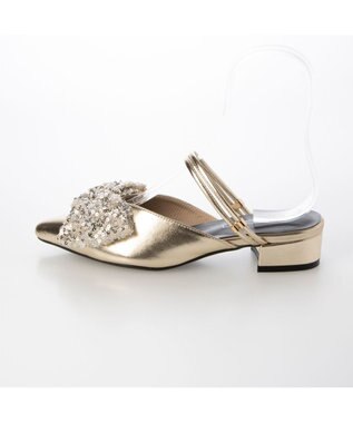 MODE ET JACOMO <noyau>2WAYリボンストラップミュールパンプス ゴールドコンビ